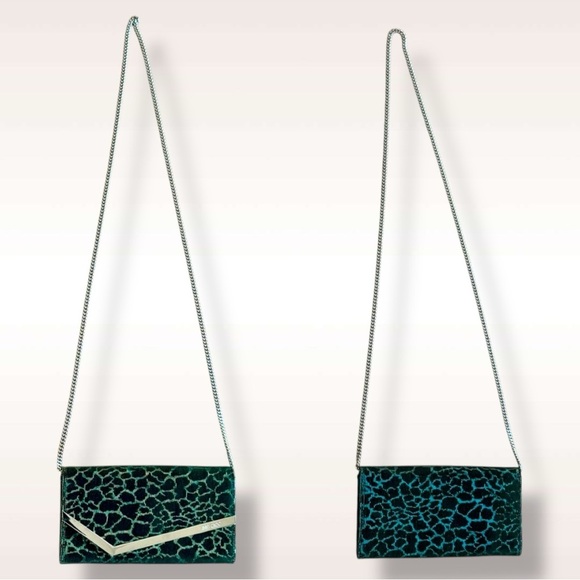 Jimmy Choo Emmie Metallic Glitter Hologram Camo Zebra Jacquard Print Clutch NEW - Picture 4 of 16